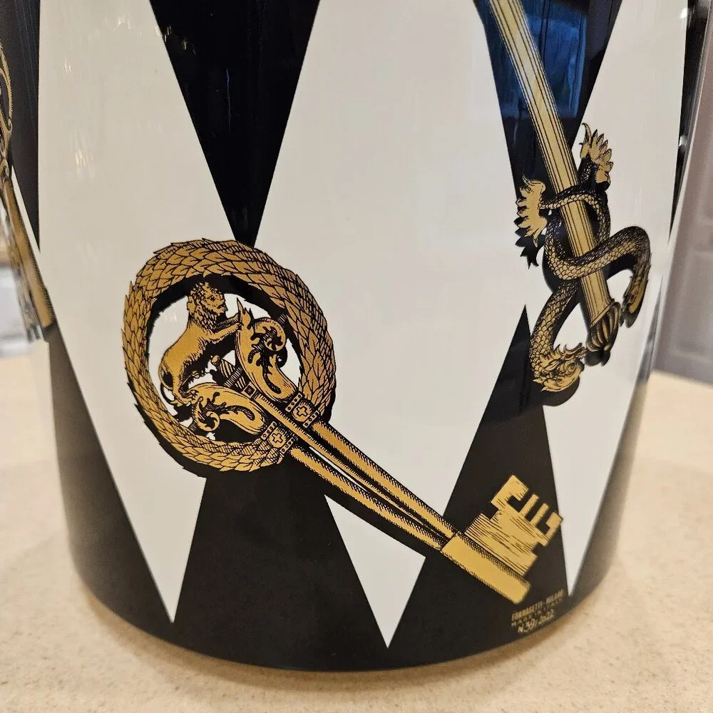 RARE COLLECTIBLE LIMITED FORNASETTI CHIAVI GOLD ROMBI BAR ICE BUCKET CONTAINER